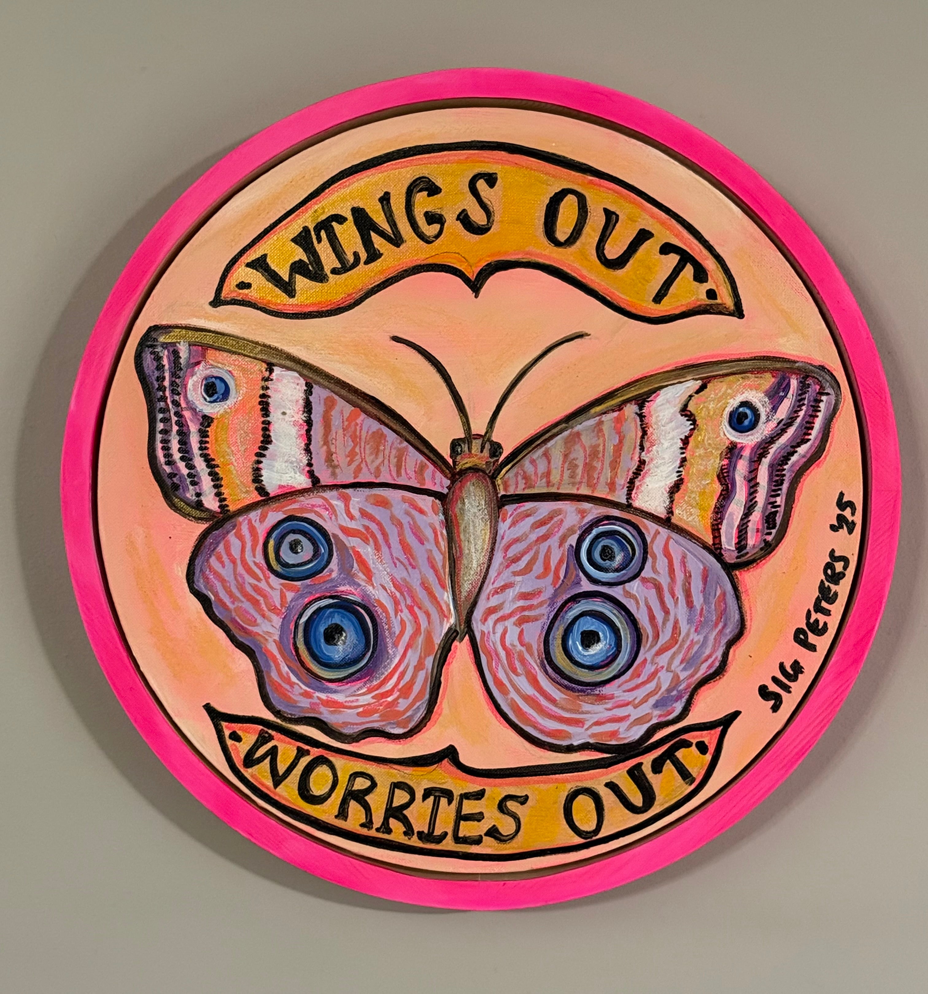 Feel Good F*cking Art Sticker – “Wings Out, Worries Out”