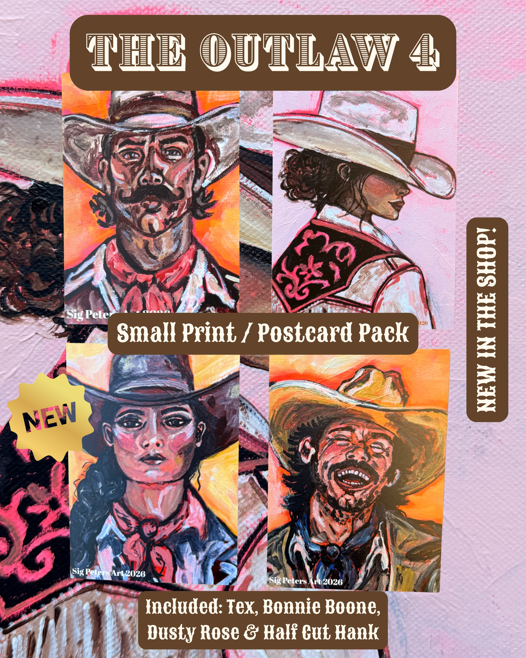 THE OUTLAW FOUR - Small Art Print / Postcard Pack
