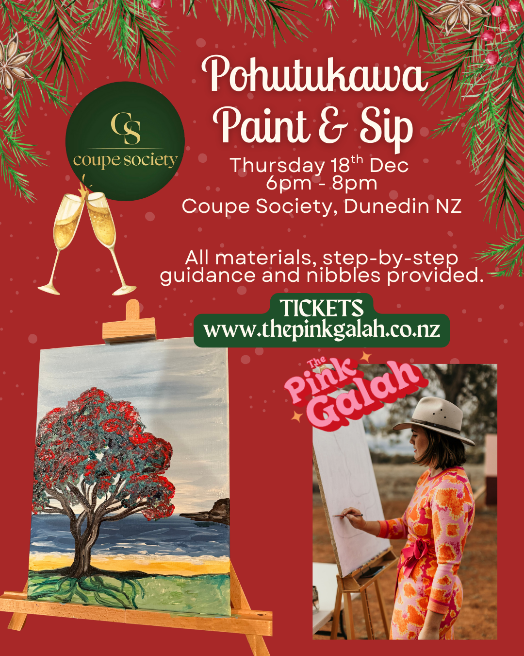 Pohutukawa Paint & Sip @ Coupe Society, Dunedin